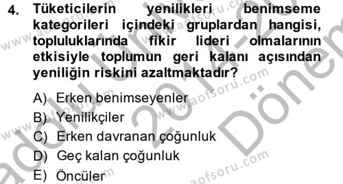 Tüketim Bilinci ve Bilinçli Tüketici Dersi 2014 - 2015 Yılı (Final) Dönem Sonu Sınavı 4. Soru