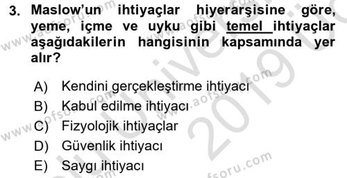 Tüketim Bilinci ve Bilinçli Tüketici Dersi 2018 - 2019 Yılı 3 Ders Sınavı 3. Soru