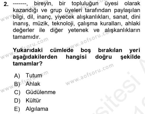 Tüketim Bilinci ve Bilinçli Tüketici Dersi 2018 - 2019 Yılı (Vize) Ara Sınavı 2. Soru