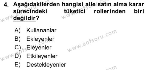 Tüketim Bilinci ve Bilinçli Tüketici Dersi 2018 - 2019 Yılı (Vize) Ara Sınavı 4. Soru