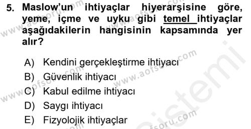 Tüketim Bilinci ve Bilinçli Tüketici Dersi 2018 - 2019 Yılı (Vize) Ara Sınavı 5. Soru