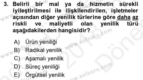 Tüketim Bilinci ve Bilinçli Tüketici Dersi 2018 - 2019 Yılı (Final) Dönem Sonu Sınavı 3. Soru