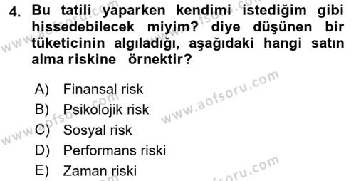 Tüketim Bilinci ve Bilinçli Tüketici Dersi 2018 - 2019 Yılı (Final) Dönem Sonu Sınavı 4. Soru