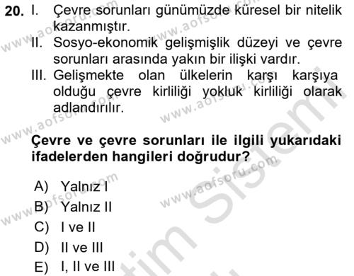 Tüketim Bilinci ve Bilinçli Tüketici Dersi 2020 - 2021 Yılı Yaz Okulu Sınavı 20. Soru