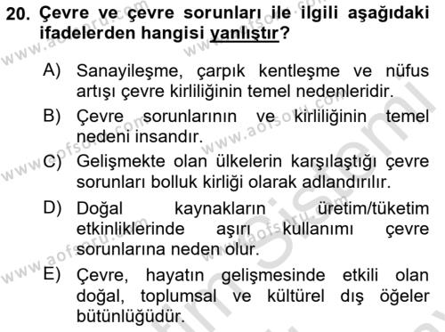 Tüketim Bilinci ve Bilinçli Tüketici Dersi 2021 - 2022 Yılı (Final) Dönem Sonu Sınavı 20. Soru