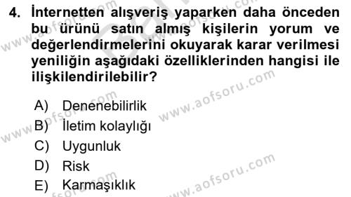 Tüketim Bilinci ve Bilinçli Tüketici Dersi 2021 - 2022 Yılı (Final) Dönem Sonu Sınavı 4. Soru