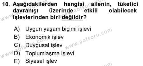 Tüketim Bilinci ve Bilinçli Tüketici Dersi 2021 - 2022 Yılı Yaz Okulu Sınavı 10. Soru