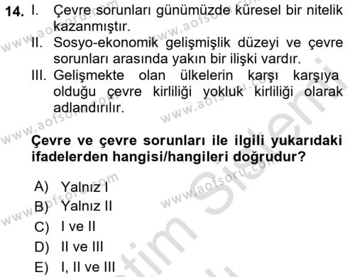 Tüketim Bilinci ve Bilinçli Tüketici Dersi 2021 - 2022 Yılı Yaz Okulu Sınavı 14. Soru