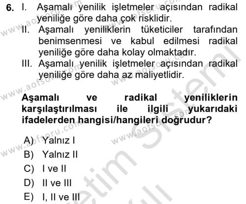 Tüketim Bilinci ve Bilinçli Tüketici Dersi 2021 - 2022 Yılı Yaz Okulu Sınavı 6. Soru