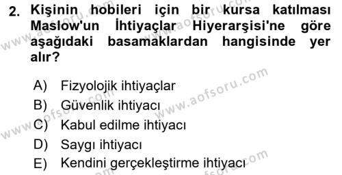 Tüketim Bilinci ve Bilinçli Tüketici Dersi 2022 - 2023 Yılı Yaz Okulu Sınavı 2. Soru