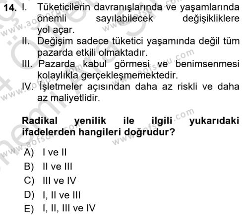 Tüketim Bilinci ve Bilinçli Tüketici Dersi 2023 - 2024 Yılı (Vize) Ara Sınavı 14. Soru