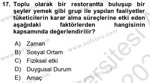 Tüketim Bilinci ve Bilinçli Tüketici Dersi 2023 - 2024 Yılı (Vize) Ara Sınavı 17. Soru