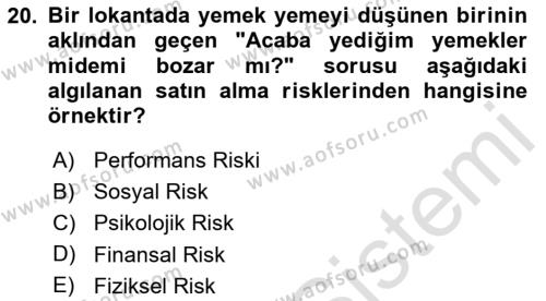 Tüketim Bilinci ve Bilinçli Tüketici Dersi 2023 - 2024 Yılı (Vize) Ara Sınavı 20. Soru