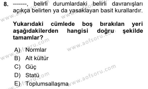 Tüketim Bilinci ve Bilinçli Tüketici Dersi 2023 - 2024 Yılı (Vize) Ara Sınavı 8. Soru