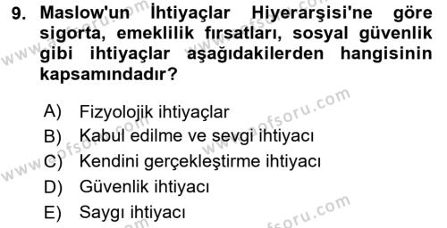 Tüketim Bilinci ve Bilinçli Tüketici Dersi 2023 - 2024 Yılı (Vize) Ara Sınavı 9. Soru