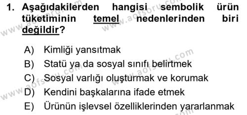 Tüketim Bilinci ve Bilinçli Tüketici Dersi 2023 - 2024 Yılı (Final) Dönem Sonu Sınavı 1. Soru