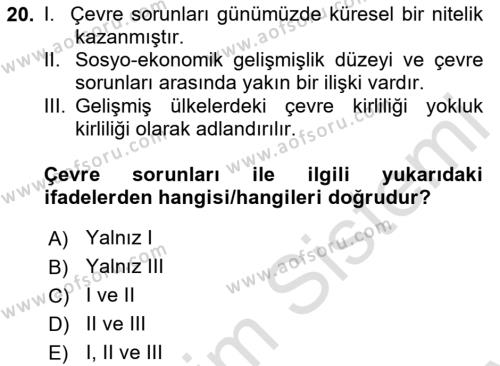 Tüketim Bilinci ve Bilinçli Tüketici Dersi 2023 - 2024 Yılı (Final) Dönem Sonu Sınavı 20. Soru