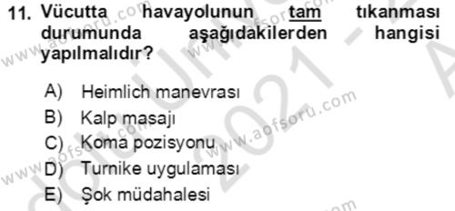 Toplumsal Yaşamda Aile Dersi 2021 - 2022 Yılı (Vize) Ara Sınavı 11. Soru