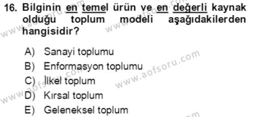 Toplumsal Yaşamda Aile Dersi 2021 - 2022 Yılı (Vize) Ara Sınavı 16. Soru