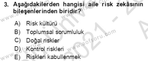 Toplumsal Yaşamda Aile Dersi 2021 - 2022 Yılı (Vize) Ara Sınavı 3. Soru