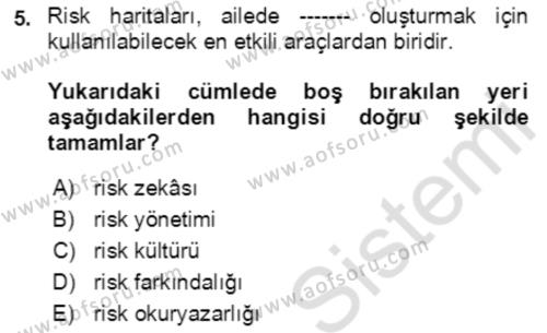 Toplumsal Yaşamda Aile Dersi 2021 - 2022 Yılı (Vize) Ara Sınavı 5. Soru