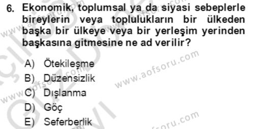 Toplumsal Yaşamda Aile Dersi 2021 - 2022 Yılı (Vize) Ara Sınavı 6. Soru