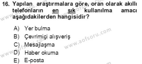 Toplumsal Yaşamda Aile Dersi 2021 - 2022 Yılı (Final) Dönem Sonu Sınavı 16. Soru