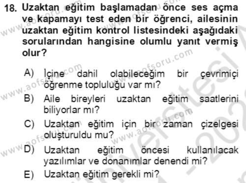 Toplumsal Yaşamda Aile Dersi 2021 - 2022 Yılı (Final) Dönem Sonu Sınavı 18. Soru