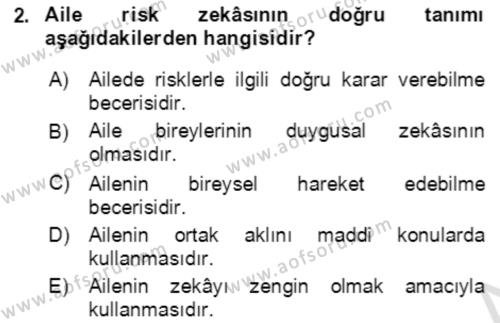 Toplumsal Yaşamda Aile Dersi 2021 - 2022 Yılı (Final) Dönem Sonu Sınavı 2. Soru