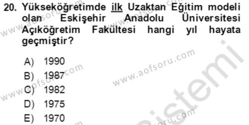 Toplumsal Yaşamda Aile Dersi 2021 - 2022 Yılı (Final) Dönem Sonu Sınavı 20. Soru