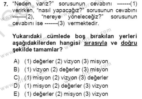 Toplumsal Yaşamda Aile Dersi 2021 - 2022 Yılı (Final) Dönem Sonu Sınavı 7. Soru