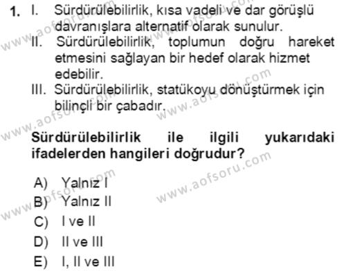 Toplumsal Yaşamda Aile Dersi 2021 - 2022 Yılı Yaz Okulu Sınavı 1. Soru