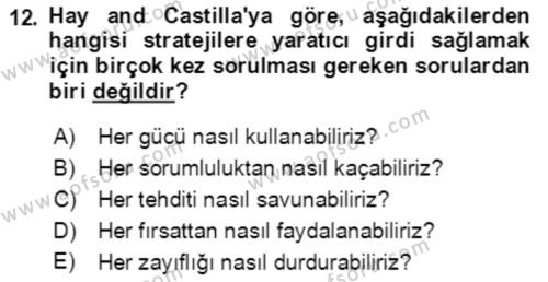 Toplumsal Yaşamda Aile Dersi 2021 - 2022 Yılı Yaz Okulu Sınavı 12. Soru