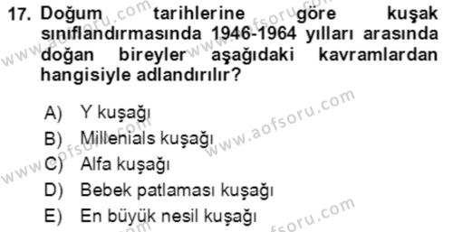 Toplumsal Yaşamda Aile Dersi 2021 - 2022 Yılı Yaz Okulu Sınavı 17. Soru