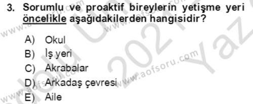 Toplumsal Yaşamda Aile Dersi 2021 - 2022 Yılı Yaz Okulu Sınavı 3. Soru