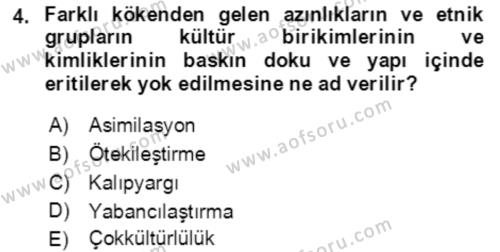 Toplumsal Yaşamda Aile Dersi 2021 - 2022 Yılı Yaz Okulu Sınavı 4. Soru