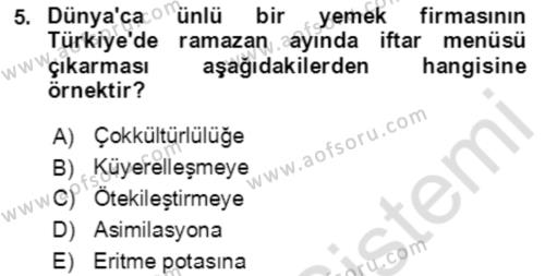 Toplumsal Yaşamda Aile Dersi 2021 - 2022 Yılı Yaz Okulu Sınavı 5. Soru