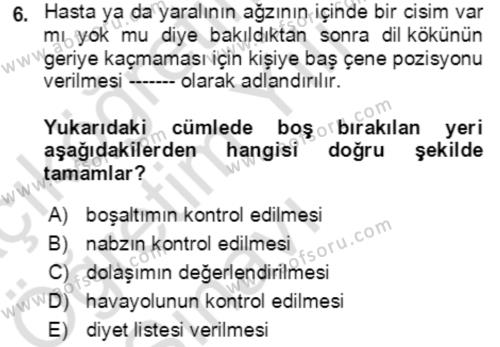 Toplumsal Yaşamda Aile Dersi 2021 - 2022 Yılı Yaz Okulu Sınavı 6. Soru