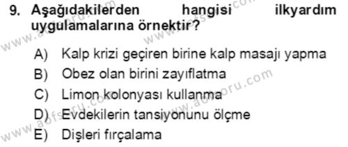 Toplumsal Yaşamda Aile Dersi 2021 - 2022 Yılı Yaz Okulu Sınavı 9. Soru