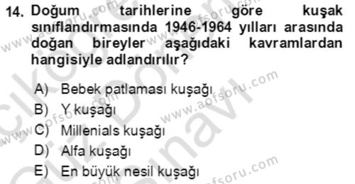 Toplumsal Yaşamda Aile Dersi 2022 - 2023 Yılı (Final) Dönem Sonu Sınavı 14. Soru