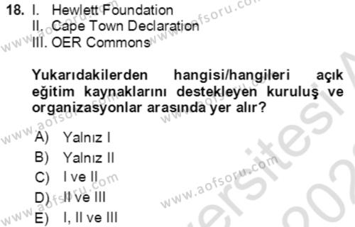 Toplumsal Yaşamda Aile Dersi 2022 - 2023 Yılı (Final) Dönem Sonu Sınavı 18. Soru