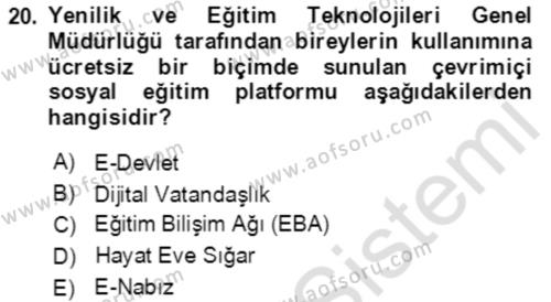 Toplumsal Yaşamda Aile Dersi 2022 - 2023 Yılı (Final) Dönem Sonu Sınavı 20. Soru