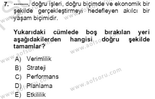 Toplumsal Yaşamda Aile Dersi 2022 - 2023 Yılı (Final) Dönem Sonu Sınavı 7. Soru