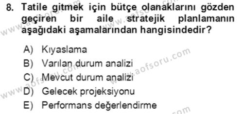 Toplumsal Yaşamda Aile Dersi 2022 - 2023 Yılı (Final) Dönem Sonu Sınavı 8. Soru