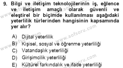 Toplumsal Yaşamda Aile Dersi 2022 - 2023 Yılı (Final) Dönem Sonu Sınavı 9. Soru