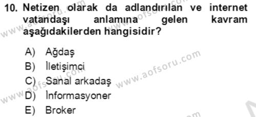 Toplumsal Yaşamda Aile Dersi 2022 - 2023 Yılı Yaz Okulu Sınavı 10. Soru