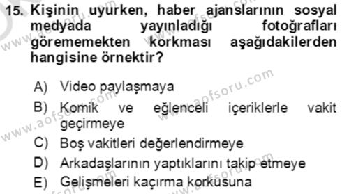 Toplumsal Yaşamda Aile Dersi 2022 - 2023 Yılı Yaz Okulu Sınavı 15. Soru