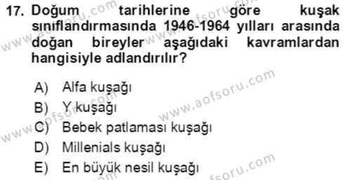 Toplumsal Yaşamda Aile Dersi 2022 - 2023 Yılı Yaz Okulu Sınavı 17. Soru