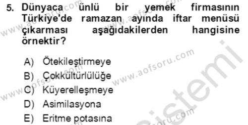 Toplumsal Yaşamda Aile Dersi 2022 - 2023 Yılı Yaz Okulu Sınavı 5. Soru