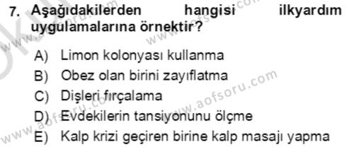 Toplumsal Yaşamda Aile Dersi 2022 - 2023 Yılı Yaz Okulu Sınavı 7. Soru